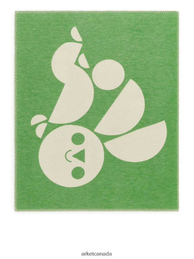 ARKET Homeware 4L826J1745 Green/White Artist Edition Cotton Blanket Unisex