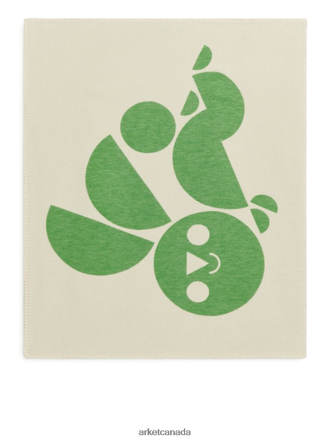ARKET Homeware 4L826J1745 Green/White Artist Edition Cotton Blanket Unisex