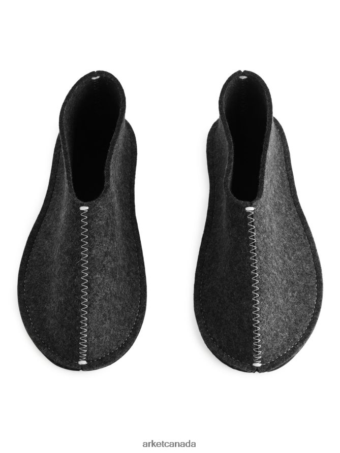 ARKET Homeware 4L826J721 Dark Grey Melange Pia Wallen Wool Slippers Unisex