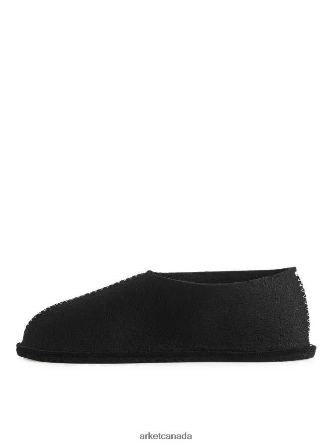 ARKET Homeware 4L826J722 Black Pia Wallen Wool Slippers Unisex