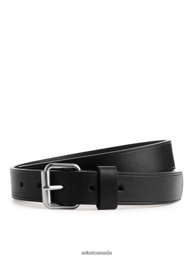 ARKET Accessories 4L826J1328 Black Slim Leather Belt Men