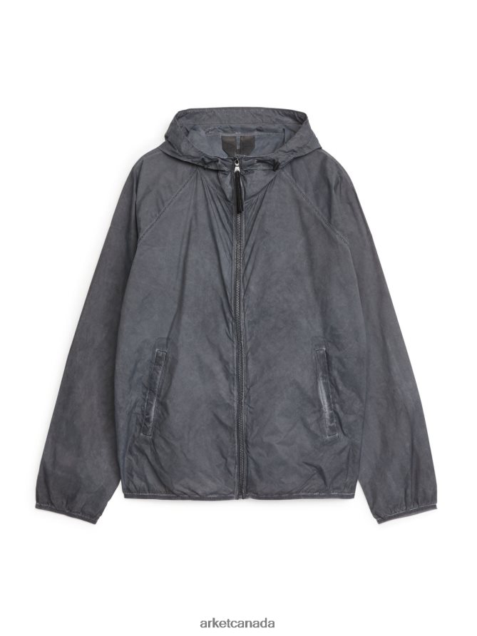 ARKET Clothing 4L826J1156 Dark Grey Active Garment-Dyed Windbreaker Jacket Men