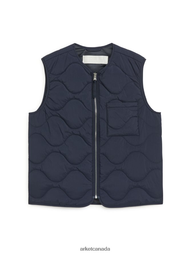 ARKET Clothing 4L826J1159 Dark Blue Quilted Liner Vest Men
