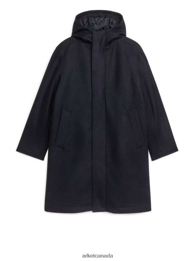 ARKET Clothing 4L826J1162 Dark Blue Wool Parka Men