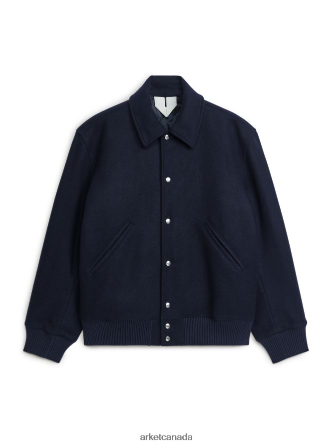 ARKET Clothing 4L826J1167 Dark Blue Wool Varsity Jacket Men
