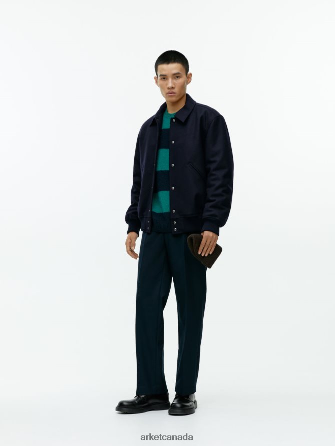 ARKET Clothing 4L826J1167 Dark Blue Wool Varsity Jacket Men