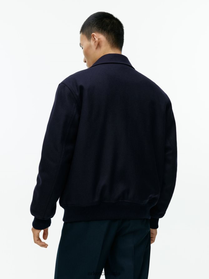 ARKET Clothing 4L826J1167 Dark Blue Wool Varsity Jacket Men