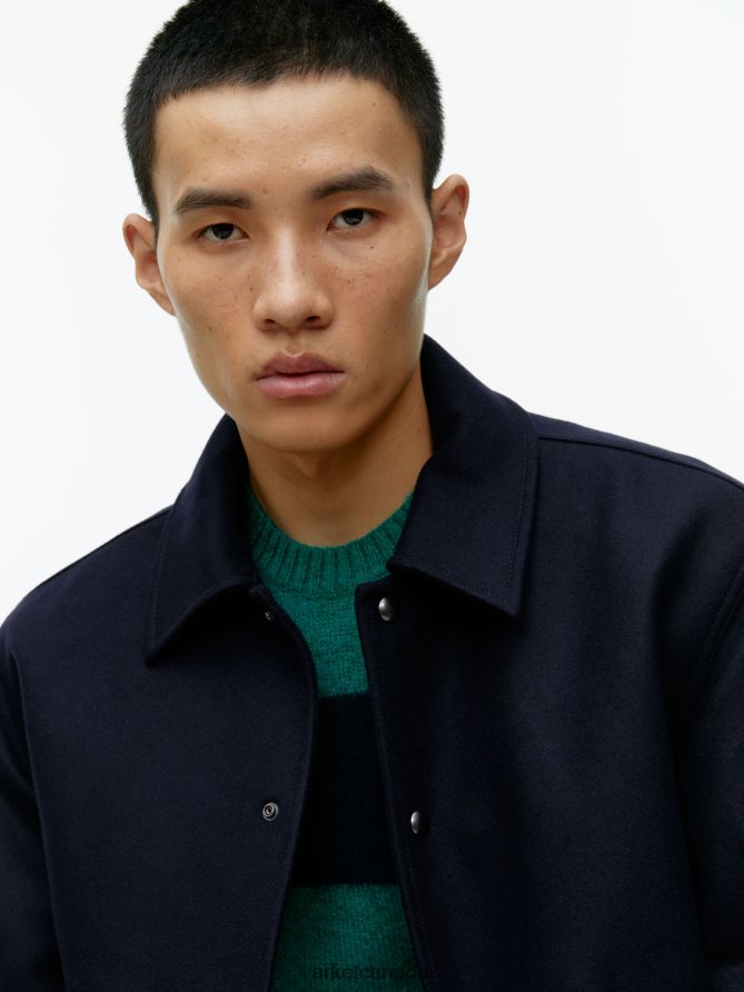 ARKET Clothing 4L826J1167 Dark Blue Wool Varsity Jacket Men