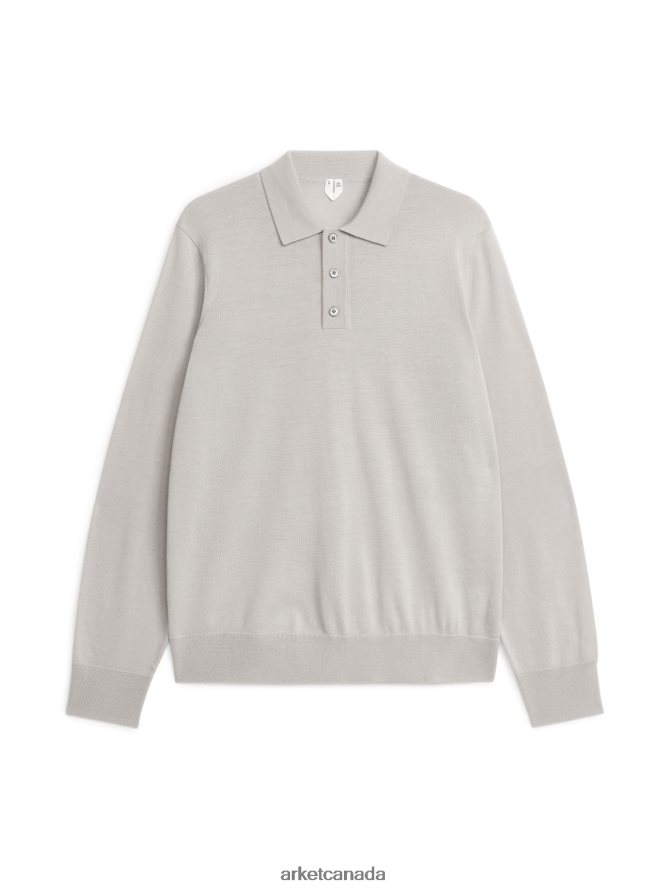 ARKET Clothing 4L826J1048 Light Mole Merino Polo Jumper Men