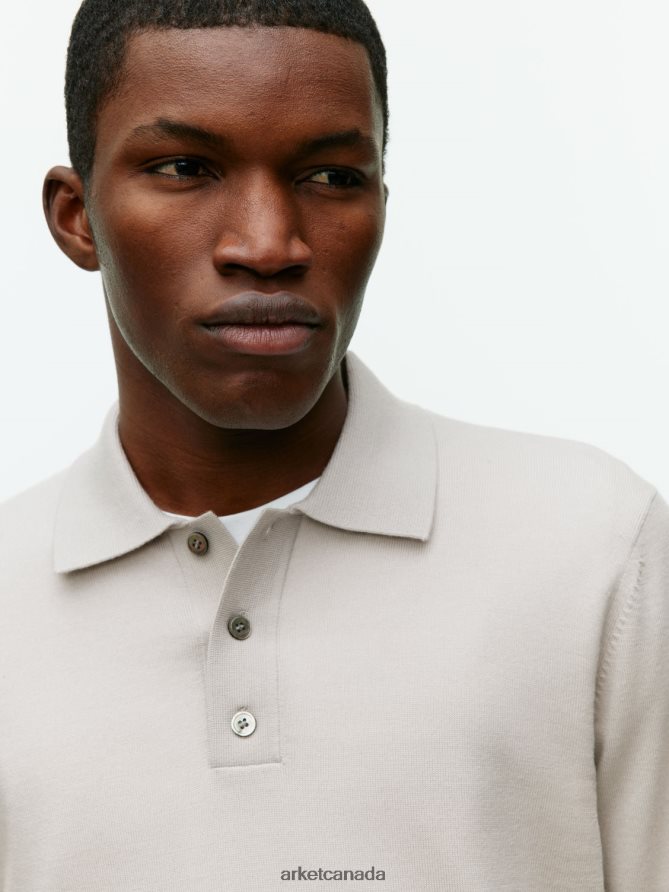 ARKET Clothing 4L826J1048 Light Mole Merino Polo Jumper Men