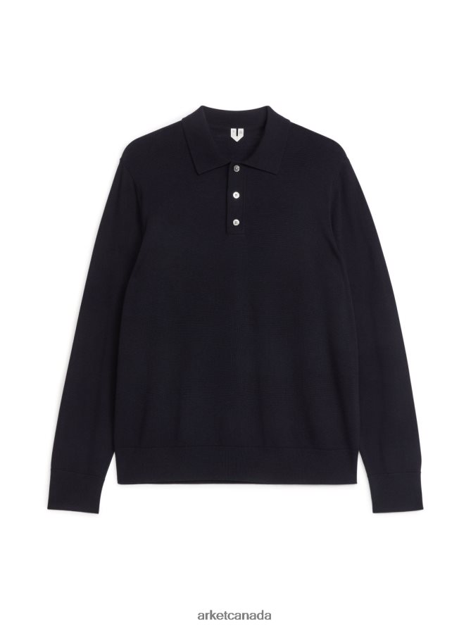 ARKET Clothing 4L826J1051 Dark Blue Merino Polo Jumper Men
