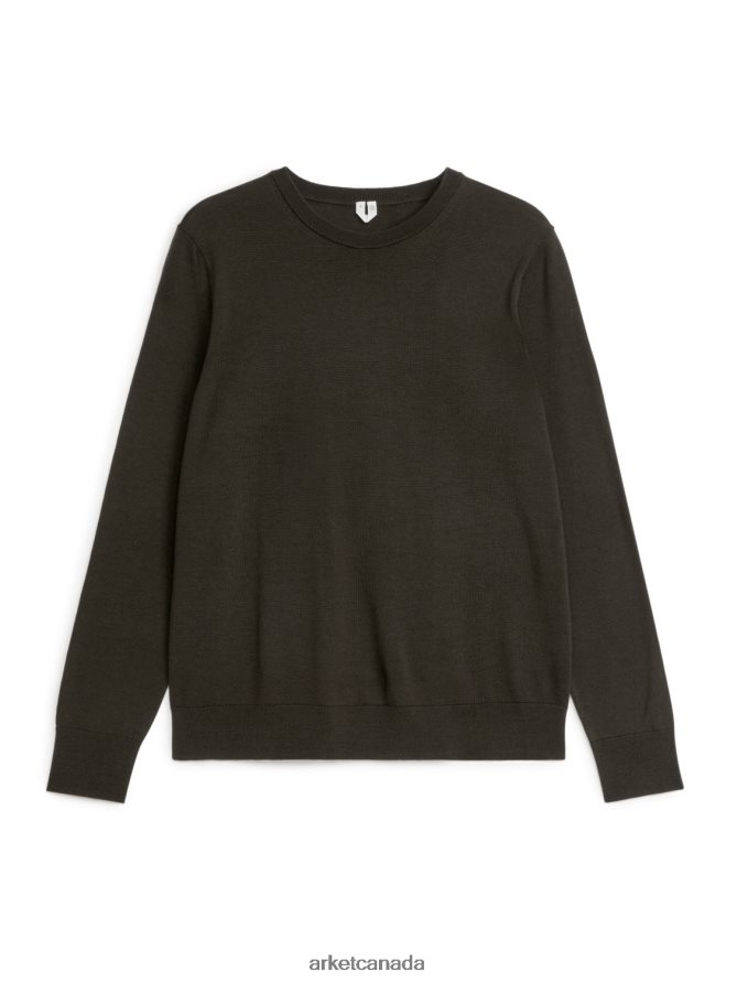 ARKET Clothing 4L826J1174 Dark Brown Fine Knit Merino Jumper Men