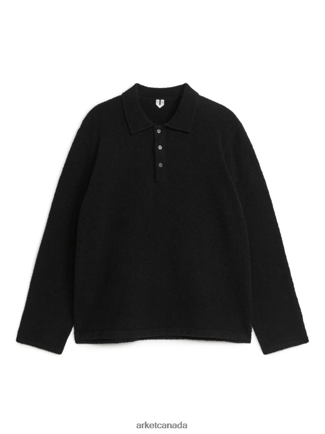 ARKET Clothing 4L826J1178 Black Knitted Polo Shirt Men