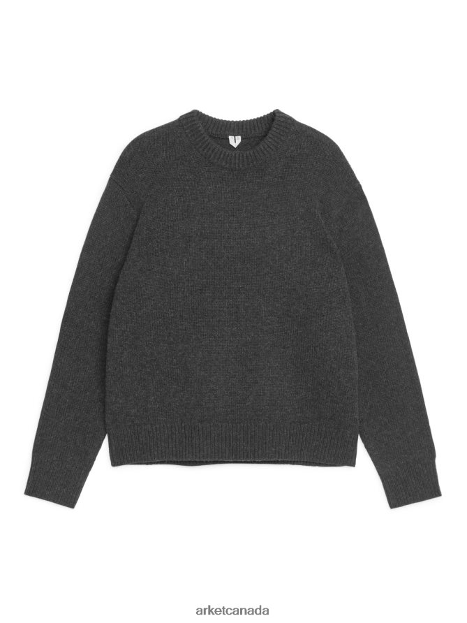 ARKET Clothing 4L826J1186 Black Melange Heavy Knit Wool Jumper Men