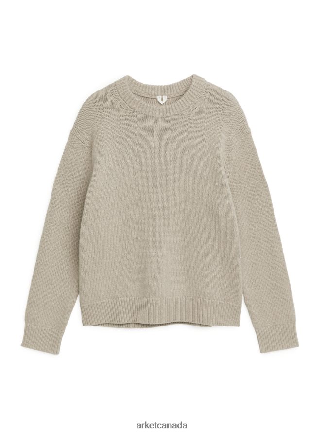 ARKET Clothing 4L826J1191 Beige Melange Heavy Knit Wool Jumper Men