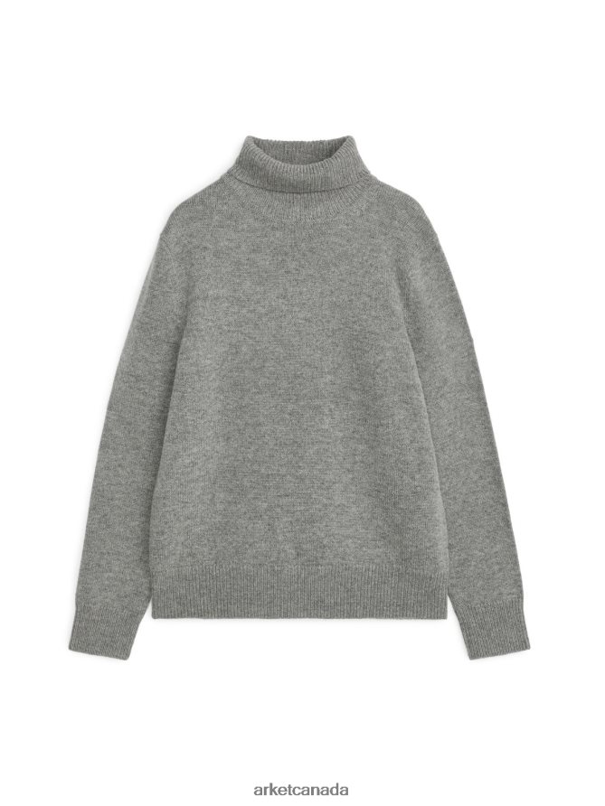 ARKET Clothing 4L826J1194 Grey Merino Roll-Neck Jumper Men