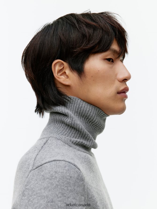 ARKET Clothing 4L826J1194 Grey Merino Roll-Neck Jumper Men