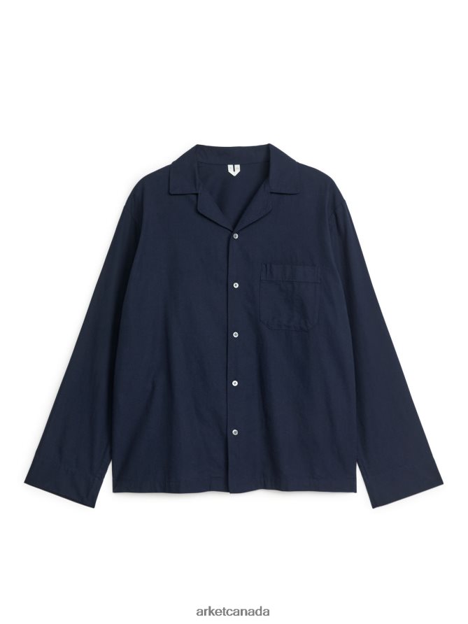 ARKET Clothing 4L826J1250 Dark Blue Flannel Pyjama Shirt Men