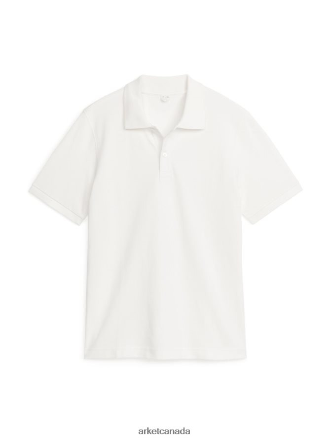 ARKET Clothing 4L826J1013 White Pique Polo Shirt Men