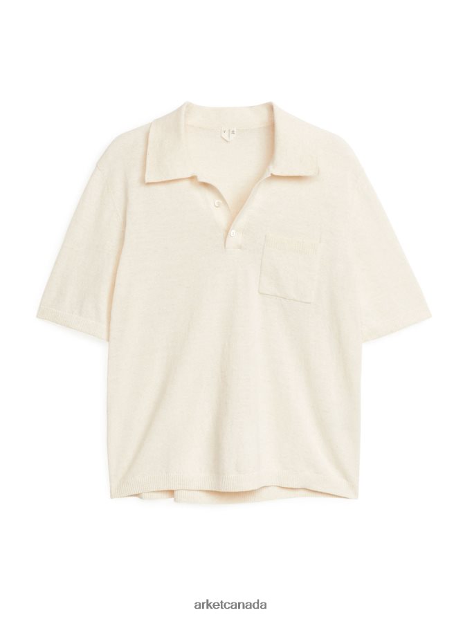 ARKET Clothing 4L826J1014 Off-White Short-Sleeve Polo Shirt Men