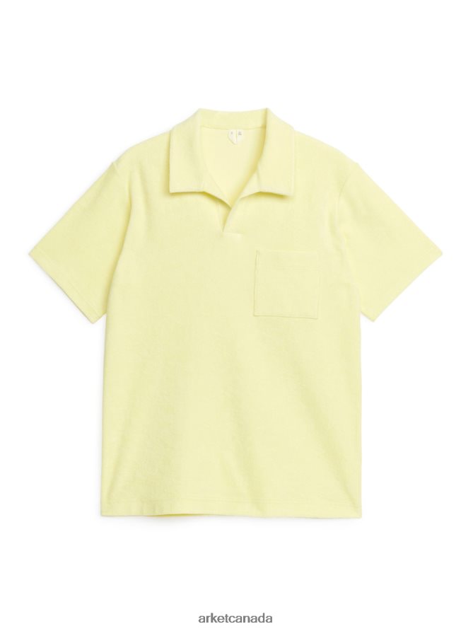 ARKET Clothing 4L826J1017 Yellow Cotton Towelling Polo Shirt Men