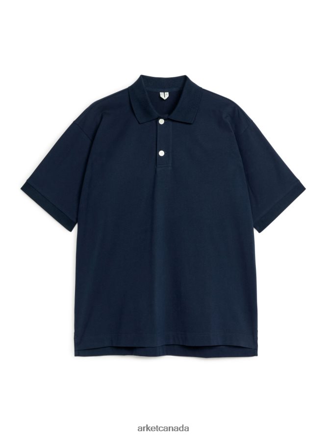 ARKET Clothing 4L826J1028 Dark Blue Cotton Polo Shirt Men