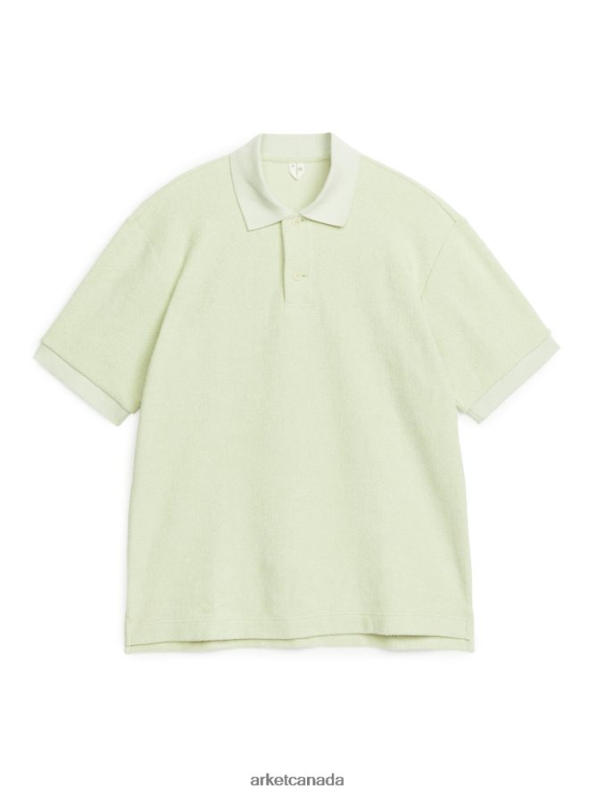 ARKET Clothing 4L826J1040 Pistachio Towelling Polo Shirt Men