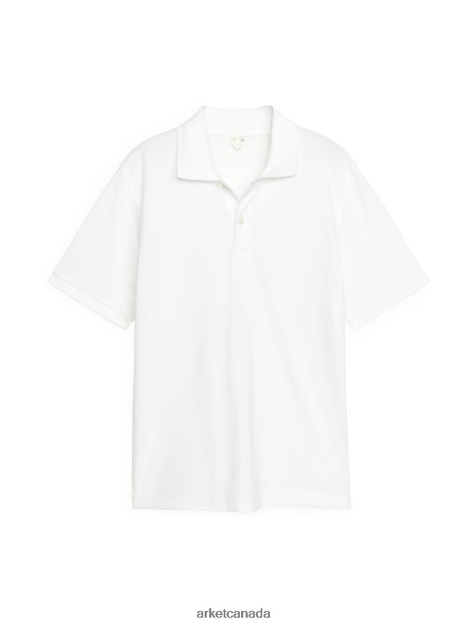 ARKET Clothing 4L826J1044 White Pique Polo Shirt Men