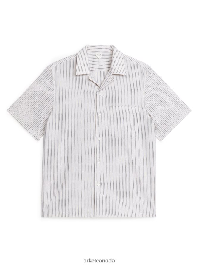 ARKET Clothing 4L826J927 White/Blue Lightweight Poplin Shirt Men