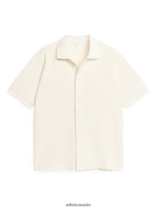 ARKET Clothing 4L826J928 Off-White Waffle-Knit Cotton Shirt Men