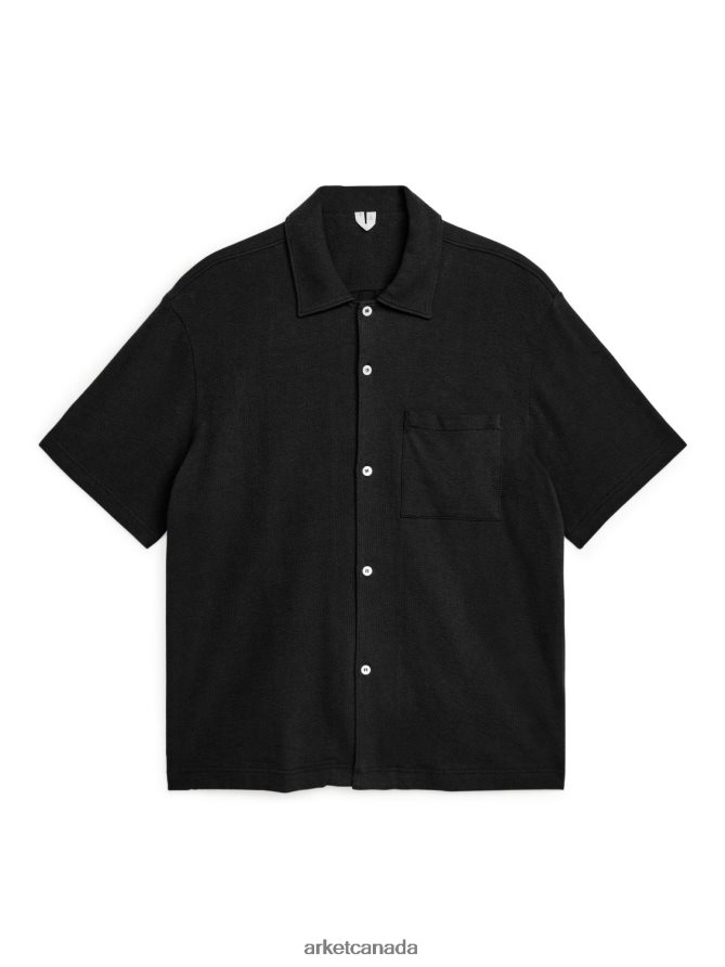 ARKET Clothing 4L826J933 Black Boucle Jersey Shirt Men