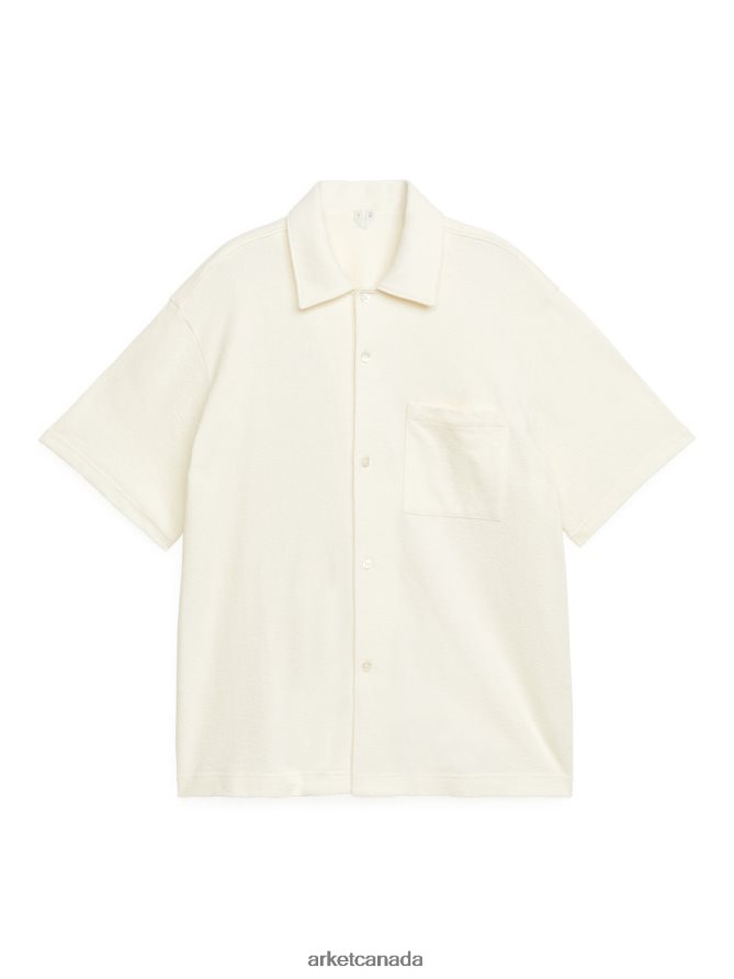 ARKET Clothing 4L826J934 Off White Boucle Jersey Shirt Men