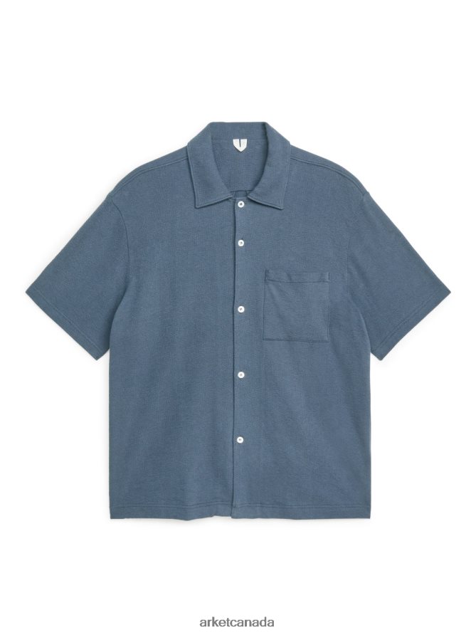 ARKET Clothing 4L826J937 Steel Blue Boucle Jersey Shirt Men