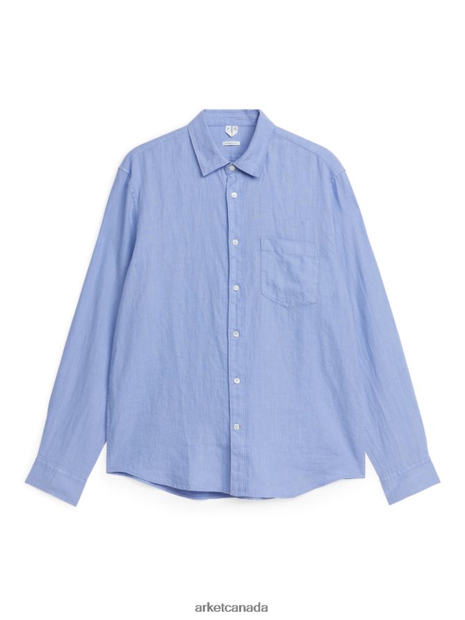 ARKET Clothing 4L826J938 Light Blue Regular-Fit Linen Shirt Men