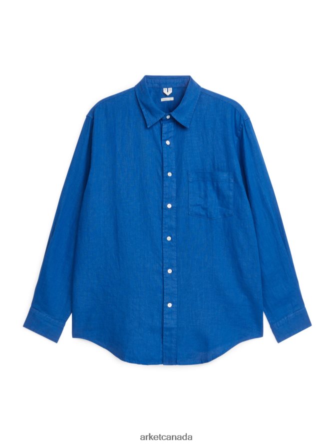 ARKET Clothing 4L826J939 Blue Relaxed-Fit Linen Shirt Men