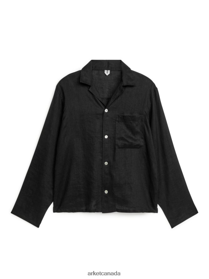 ARKET Clothing 4L826J947 Black Linen Shirt Men