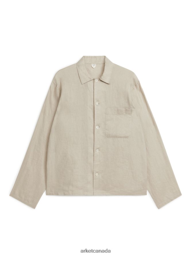 ARKET Clothing 4L826J948 Beige Linen Shirt Men