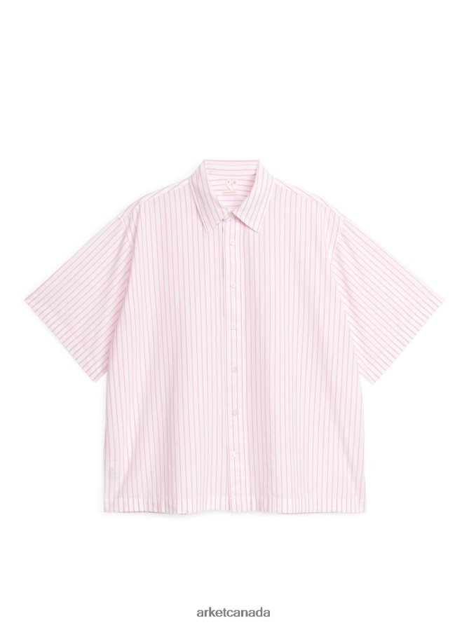 ARKET Clothing 4L826J951 White/Pink Oversized Poplin Shirt Men