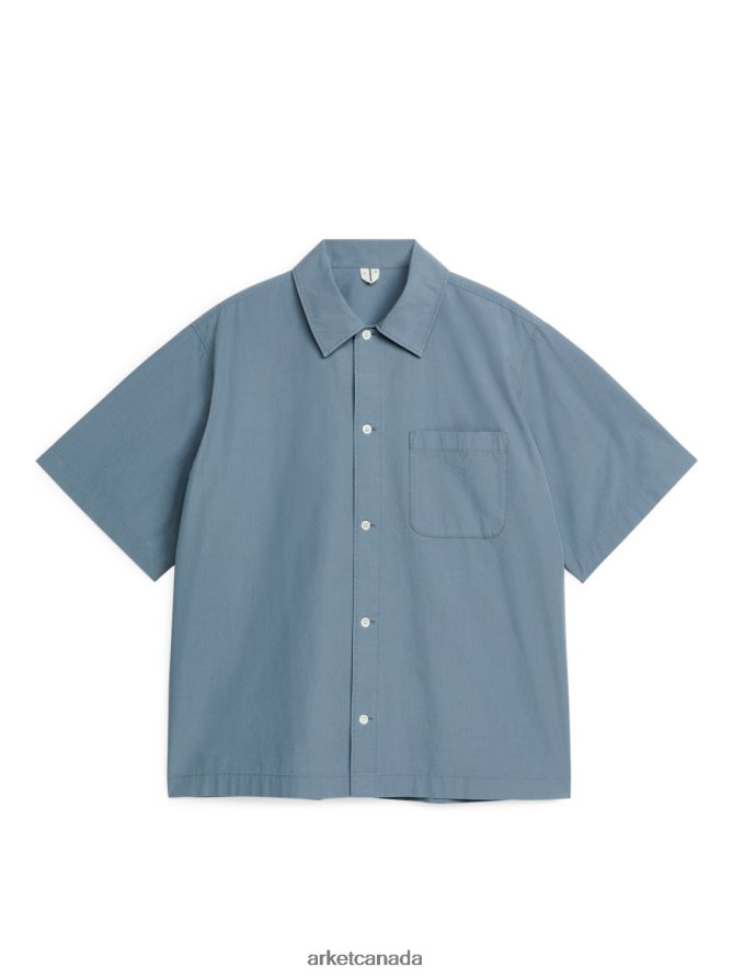 ARKET Clothing 4L826J952 Blue Garment-Dyed Shirt Men