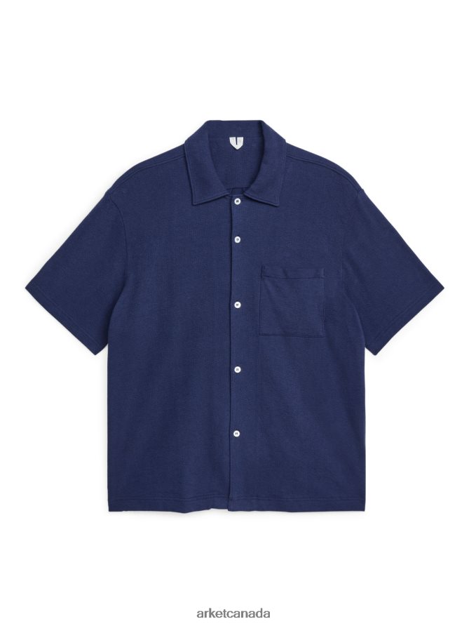 ARKET Clothing 4L826J954 Dark Blue Boucle Jersey Shirt Men