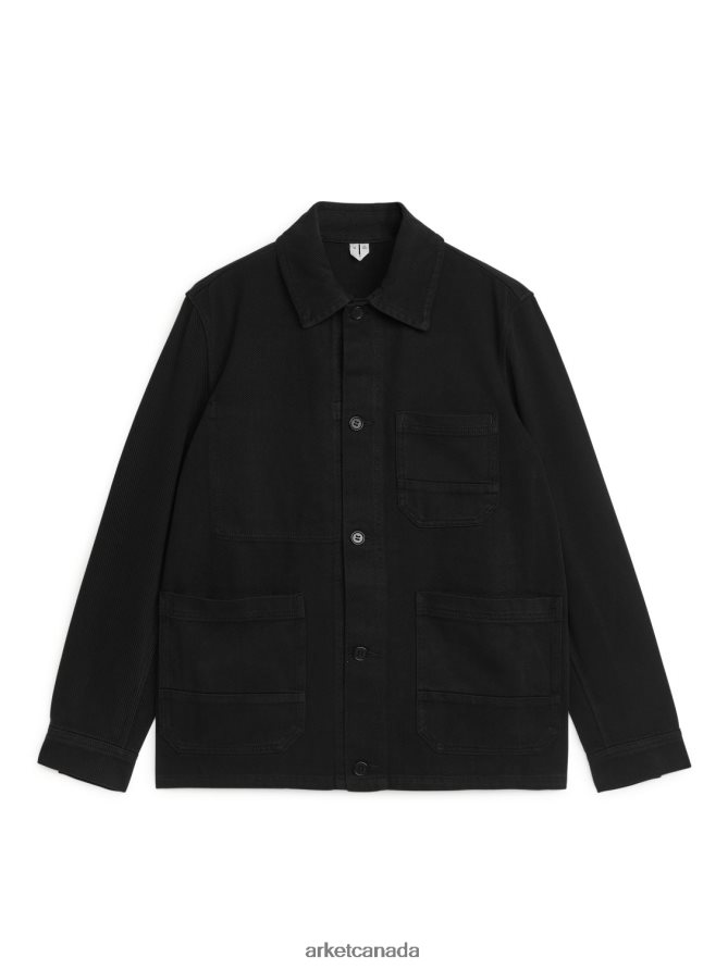 ARKET Clothing 4L826J955 Black Overdyed Twill Overshirt Men