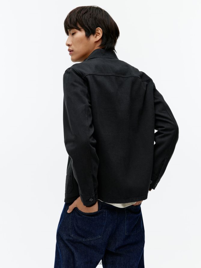 ARKET Clothing 4L826J955 Black Overdyed Twill Overshirt Men