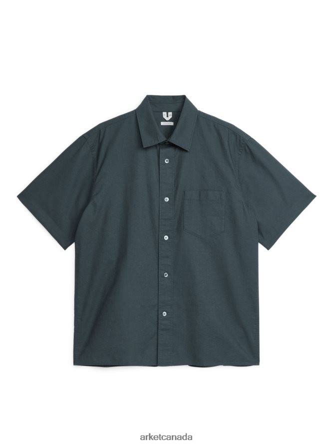 ARKET Clothing 4L826J956 Dark Grey Lightweight Oxford Shirt Men
