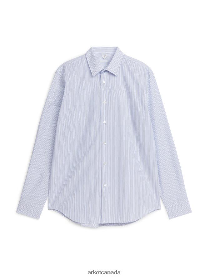 ARKET Clothing 4L826J958 Blue/Stripe Poplin Dress Shirt Men