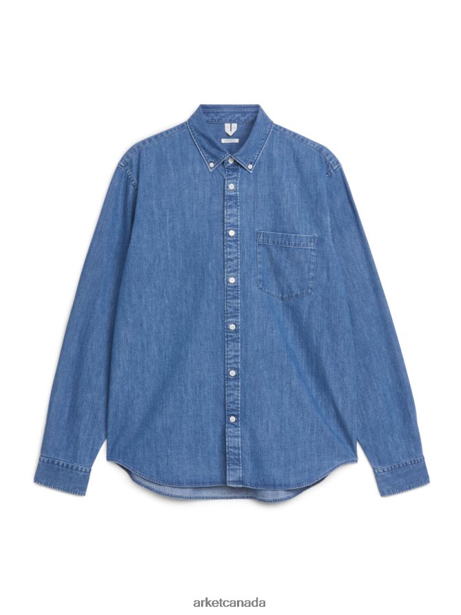 ARKET Clothing 4L826J959 Blue Button-Down Chambray Shirt Men