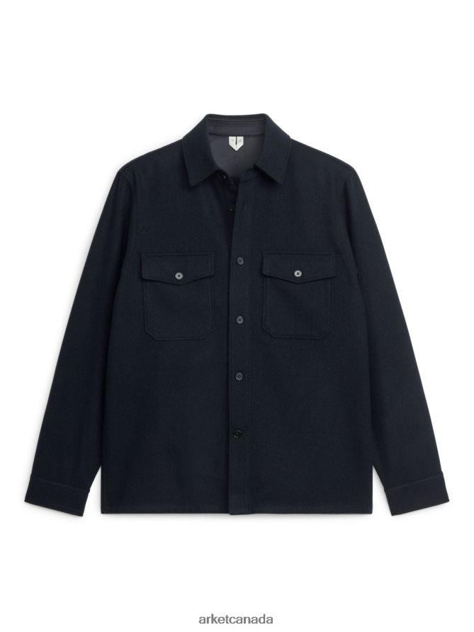 ARKET Clothing 4L826J962 Dark Blue Wool Overshirt Men