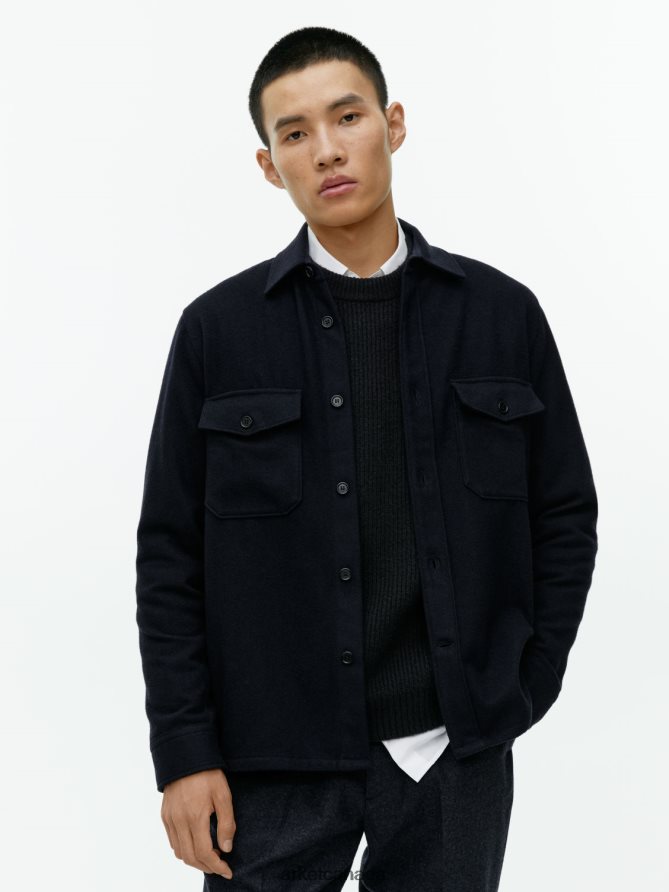 ARKET Clothing 4L826J962 Dark Blue Wool Overshirt Men