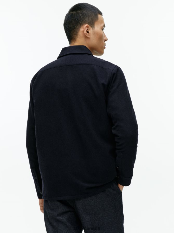 ARKET Clothing 4L826J962 Dark Blue Wool Overshirt Men