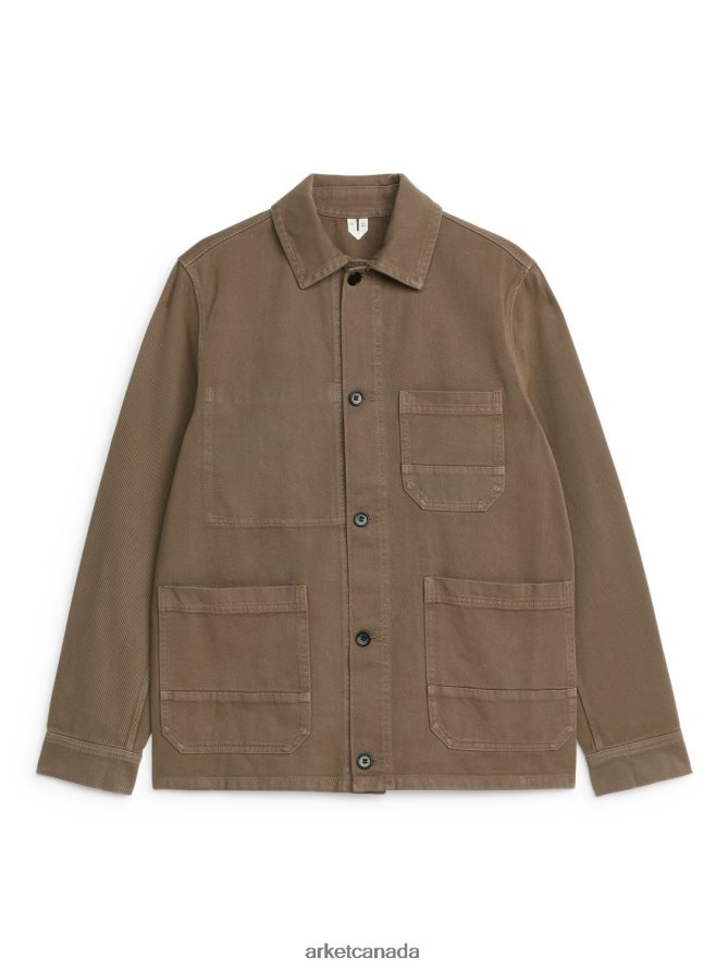 ARKET Clothing 4L826J964 Khaki Green Overdyed Twill Overshirt Men