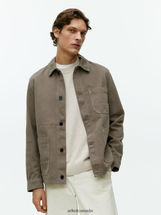 ARKET Clothing 4L826J964 Khaki Green Overdyed Twill Overshirt Men